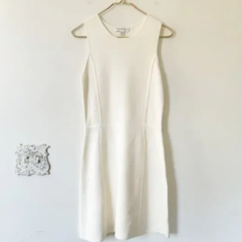 NWT White + Warren Multi Ottoman Rib Knit Fit and Flare Sleeveless Dress S